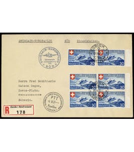 Poste aérienne 1939 Lettre de vol Swissair Europe Sud Zurich